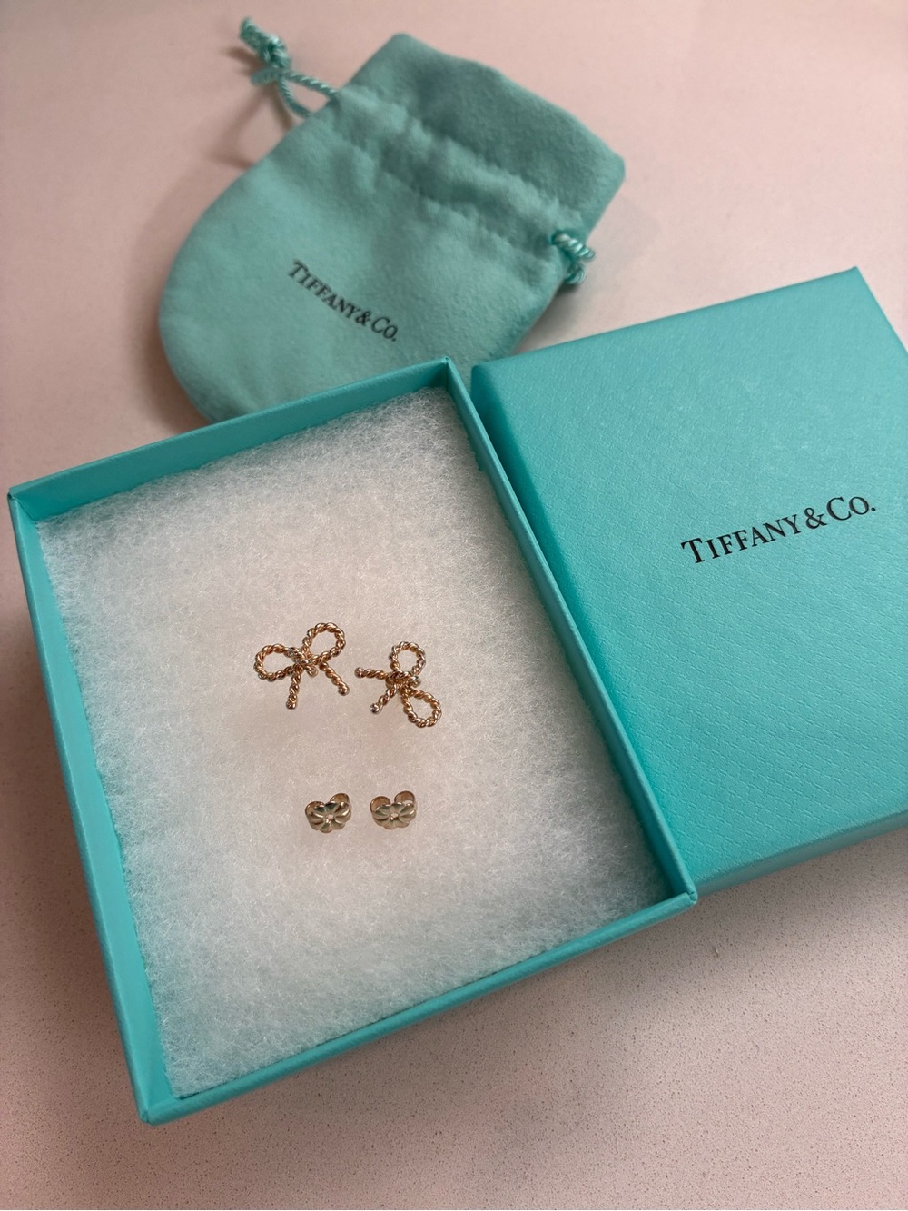Tiffany & Co. Sterling Silver Ribbon Shaped Earrings